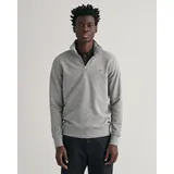 GANT Sweatshirt »REG SHIELD HALF ZIP SWEAT«, mit Logostickerei auf der Brust, Gr. XL, grey melange, , 81717424-XL