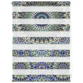 Lichtblick Duo Rollo / Doppelrollo Klemmfix 80 x 150 cm orientalisches muster/blau grün