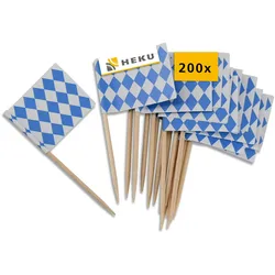 HEKU 200 Stück Fingerfood-Spieße nachhaltig & plastikfrei aus Holz ideal für stilvolle Wiesn-Deko, Buffet & Party  robust & biologisch abbaubar