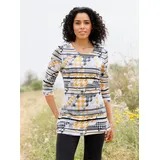 Sieh an! Longshirt in ocker-graphit-bedruckt | Gr.: 40