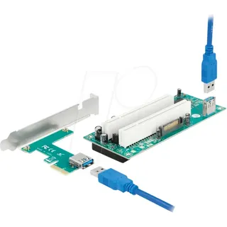 DeLock Riser Karte PCI Express x1 zu 2 x PCI 32 Bit Slot mit 60 cm Kabel