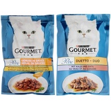 PURINA GOURMET Perle Genuss in Sauce Katzenfutter nass, mit Huhn, 26er Pack (26 x 85g) & Perle Duetto Katzenfutter nass, mit Kalb und Ente, 26er Pack (26 x 85g)