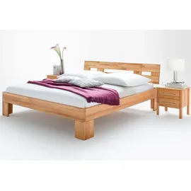 Home Affaire Massivholzbett HOME AFFAIRE "Modesty I Bett mit robustem Fußgestell in Winkelform", beige (naturfarben), B:96cm L:215cm, Betten, Massivholzbett, aus massiver Kernbuche, FSC-zertifiziert, viele Breiten zur Auswahl