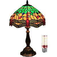Uziqueif Tiffany Lampe Libelle, 12 Zoll Tiffany Tischlampe, Vintage Buntglas Lampe, Tiffany, Tischlampen Für Wohnzimmer Schlafzimmer Büro,Dragonfly B