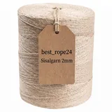 Best_rope24 Sisalgarn 2mm, 1000m, robuste Naturschnur für Garten & Basteln
