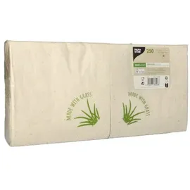 Papstar 250 Servietten, 2-lagig 33 x 33 cm 1/8-Falz natur mit Grasanteil