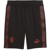 Puma Sporthose "AC Milan KING Shorts Herren", Gr. L, Normalgrößen, schwarz rot fire, Obermaterial: 68% Baumwolle, 32% Polyester. Taschenfutter: 100% Baumwolle. Besatz: 100% Polyester, unifarben, regular fit, Hosen Sporthose