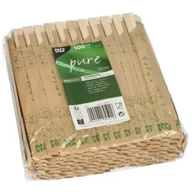 Papstar Essstäbchen Holz "pure", 21 cm einzeln gehüllt (89501, 100 Paare)