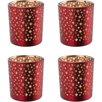 Creativ deco Teelichthalter »Weihnachtsdeko«, (4 St.), mit goldfarbener Innenseite, rot