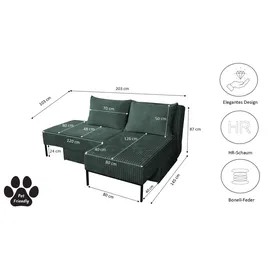 Kaiser Möbel Ecksofa mit schlaffunktion, Sofa, Betten, Liegestuhl, MOOKA 4in1-Multifunktions-System, stoff Velo Grün Rechts