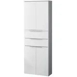 Fackelmann Kara Hochschrank 61 x 176 x 32 cm Weiß Glas/MDF/Spanplatte