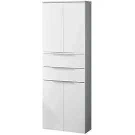 Fackelmann Kara Hochschrank 61 x 176 x 32 cm Weiß Glas/MDF/Spanplatte