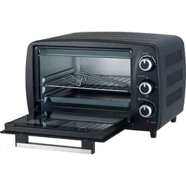 ICQN Kompakter Minibackofen 15 Liter, 1200W, 60 min-Timer, 3 Kochfuntionen, 90°-230°C, Kleiner Camping Ofen, Anthrazit, 2-Jahre Garantie