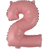 Homéa, Ballon Zahl 2, Metallise, aus Aluminium, mit Strohhalm, Höhe 40 cm, mehrfarbig