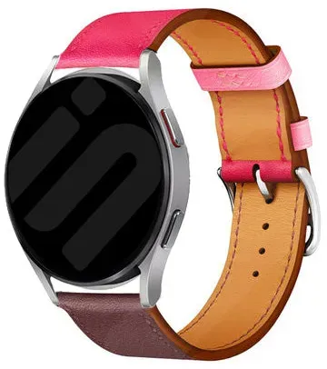Strap-it Gard Pro Health Smartwatch 2+ Armband Leder 'Duo' für Gard Pro Health Smartwatch 2+ - Knalliges rosa/rotbraun - Schnallenverschluss