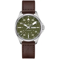Hamilton H64635560 Herrenuhr Khaki Aviation Pilot Day Date Automatik Braun/Grün