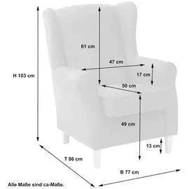 Max Winzer Ohrensessel Lorris Flachgewebe 77 x 103 x 86 cm Braun