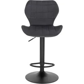 Woltu Barhocker höhenverstellbarer Hocker 60-82 cm 360° Drehstuhl mit Rückenlehne Fußstütze Barstuhl aus Samt Metall Dunkelgrau - Dunkelgrau