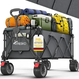 TRESKO Bollerwagen faltbar 215L mit Bremse silber