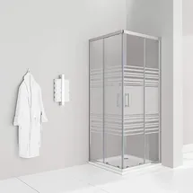 iflair Diana Eckdusche mit Schiebetür rechts 75 x 80 cm teilsatiertes Sicherheitsglas DK77