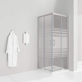 iflair Diana Eckdusche mit Schiebetür rechts 75 x 80 cm teilsatiertes Sicherheitsglas DK77