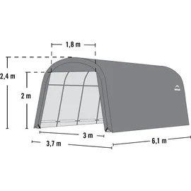 ShelterLogic Zeltgarage 610 cm x 370 cm x 240 cm Grau