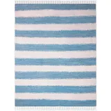 My Home Teppich »Benja«, rechteckig, Handweb Teppich, gestreift, 90% Baumwolle, handgewebt, mit Fransen, blau