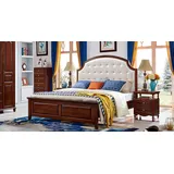 JVmoebel Schlafzimmer-Set Elegantes Holz Bettgestell in Weiß mit passenden Nachttischen, (3-tlg., 3-teilig), Made in Europa weiß