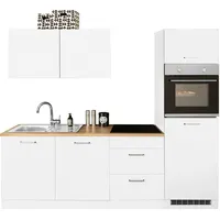 kochstation Küchenzeile »KS-Kehl«, ohne E-Geräte, Breite 240 cm, für Kühlschrank, weiß