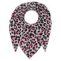 Zwillingsherz Dreieckstuch ZWILLINGSHERZ "Summer Lacey", Damen, grau neonpink, Strick, Baumwollmischung, mehrfarbig, Modetücher, Feinstrick, Leomuster, Neonkante