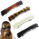 Tyqour 4 Stück Französische Haarspangen Damen Klein French Hair Clip 6.5cm Automatischer Französische Haarspange für Feines Dünnes Haar, Vintage Haarspangen Klein für Frauen Mädchen