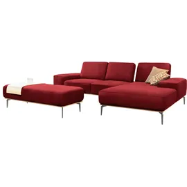 W.Schillig Ecksofa "run, Designsofa mit tollem Sitzkomfort, bequem, L-Form", rot (light brick w82), B:279cm H:88cm T:178cm, Longlife Xtra-Leder Z73: Naturwalkleder der Luxusklasse aus den erlesensten Rohhäuten.