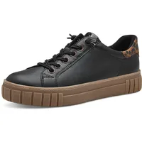 Marco Tozzi Damen Plateau Sneaker Freizeit Vegan, Schwarz (Black/Leo), 37 EU