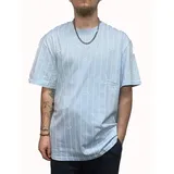 Karl Kani T-Shirt Small Signature Logo Pinstripe light blue L