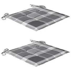 vidaXL | Schaukelstuhl mit Grauem Karomuster-kissen Massivholz Teak