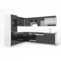 Vicco Eckküche, Schwarz Hochglanz, Weiß, Holzwerkstoff, L-Form,Formgebogen, 287x81.6x60 cm, Küchen, Eckküchen, Eckküchen ohne Geräte