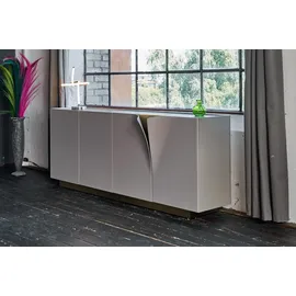 KAWOLA Sideboard EMMA grau Fuß Edelstahl messingfarben
