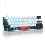 SOLIDEE mechanische Gaming Tastatur 60 Prozent,61 Tasten mit Lineare rote Schalter,kabelgebundene mechanische Tastatur mit LED-Hintergrundbeleuchtung,kompakte Tastatur,für PS5/PS4/Xbox(61 White)