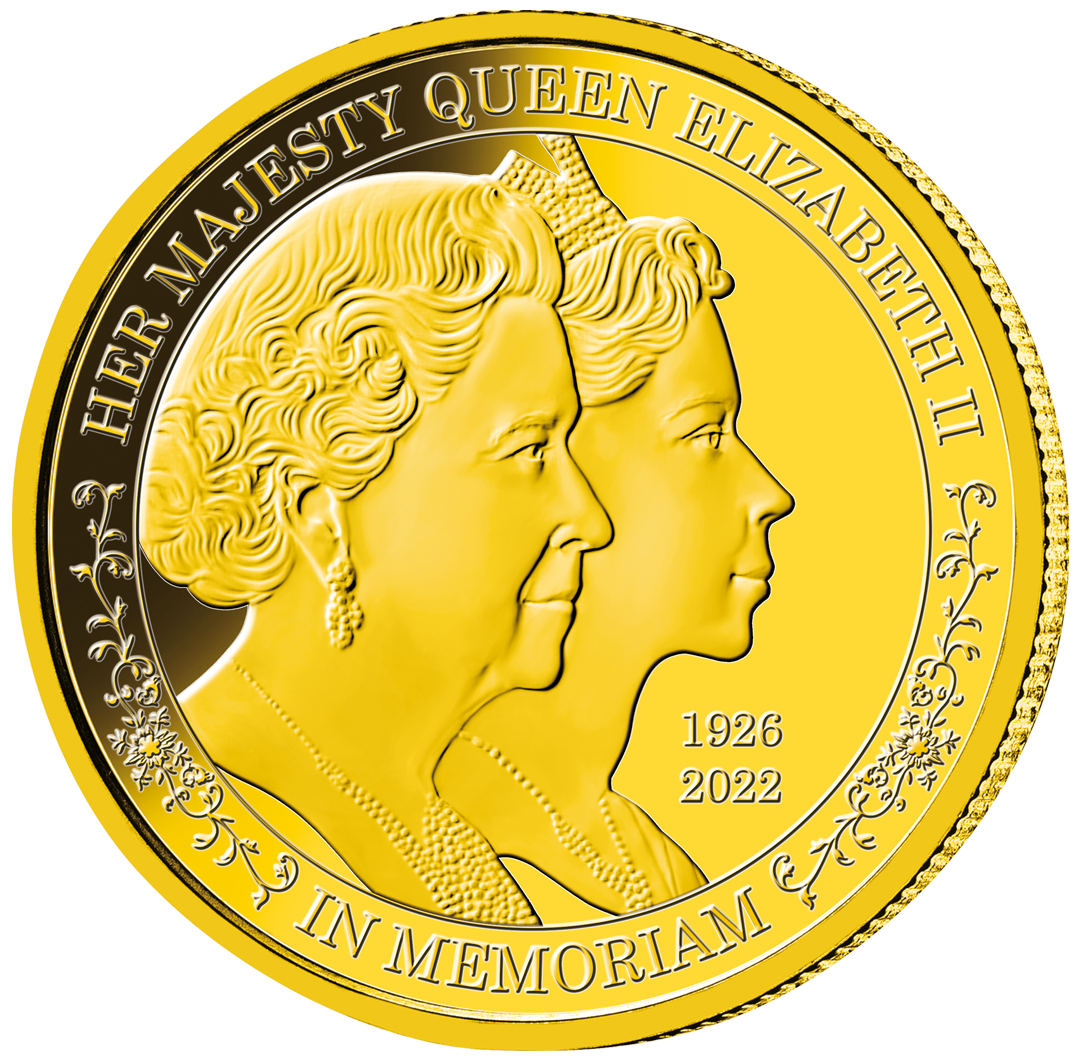 Preisvergleich Produktbild 4er-Premium-Goldmünzen-Satz „Doppelporträt Queen Elizabeth II.“