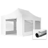 TOOLPORT Faltzelt Professional 3x6 m - mit 4 Seitenteilen (Panoramafenster) Faltpavillon ALU Pavillon Partyzelt weiß