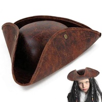 Leder-Piratenhut, Kolonialstil, Dreispitz, Vintage-Piraten-Kopfbedeckung für Kostüme, Zubehör