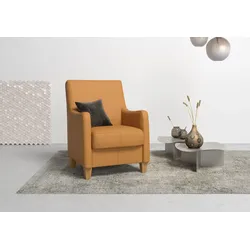 Sessel HOME AFFAIRE "Palmera", gelb (curry), B:70cm H:93cm T:75cm, Luxus-Microfaser (100% Polyester), Struktur (100% Polyester), Luxus-Microfaser in Lederoptik (100% Polyester), Sessel, Federkern-Polsterung, passend zur Serie »Palmera«