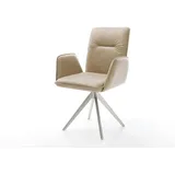 DELIFE Polsterstuhl Vinja-Flex, Kreuzgestell kantig Edelstahl Mikrofaser Beige Vintage beige|weiß