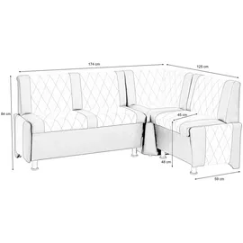 RODNIK Eckbank, Polsterecke, Truhenbank mit Stauraum, „Polin“ Grau, variable Montage