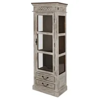 Massivmoebel24 Vitrine Mango / Akazie 55x40x165 weiß gewachst CASTLE-ANTIK