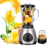 LuLuanping Standmixer, Smoothie Maker, Multifunktion Blender elektrisch, [1,5l Glasbehälter Mixer & 650ml Mini Glasbehälter Smoothie Maker] 5 Geschwindigkeitsstufen + Impuls-/Ice-Crush Funktion