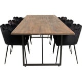 ebuy24 Padang Essgruppe Esstisch Teak und 6 Limhamn Esszimmerstühle Velour schwarz.