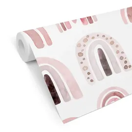 wall-art K&L Wall Art Vliestapete »Kinder Vliestapete«, Rosa Regenbogen Punkte, mehrfarbig, matt - bunt