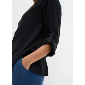 bonprix Tunika BONPRIX "Tunikabluse aus softer Viskose", Damen, Gr. 50, schwarz, Obermaterial: 100% Viskose, regular fit, Tuniken, Casual Stil, Regular Fit, mit Rundsaum, mit Knopfleiste