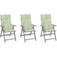 Möbel Outdoor Relaxsessel,Balkonstuhl Verstellbare Gartenstühle 3 Stk. mit Auflagen Massivholz Akazie DE32349